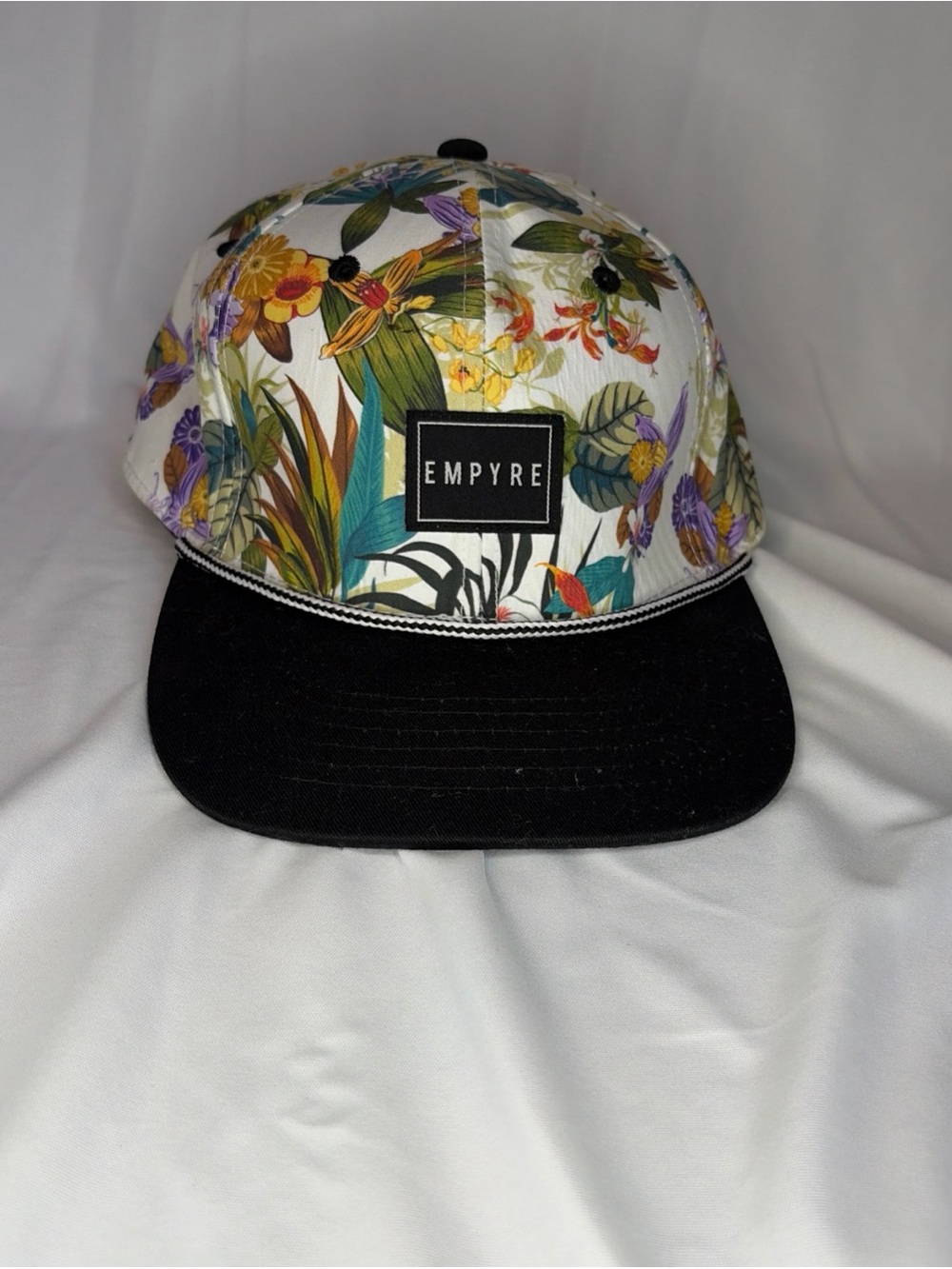 Empyre White Floral Snapback with Black Brim